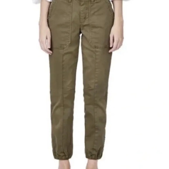 La Vie Rebecca Taylor Stretch Brushed Twill Army Green Relaxed Jogger size 29 - Picture 2 of 9